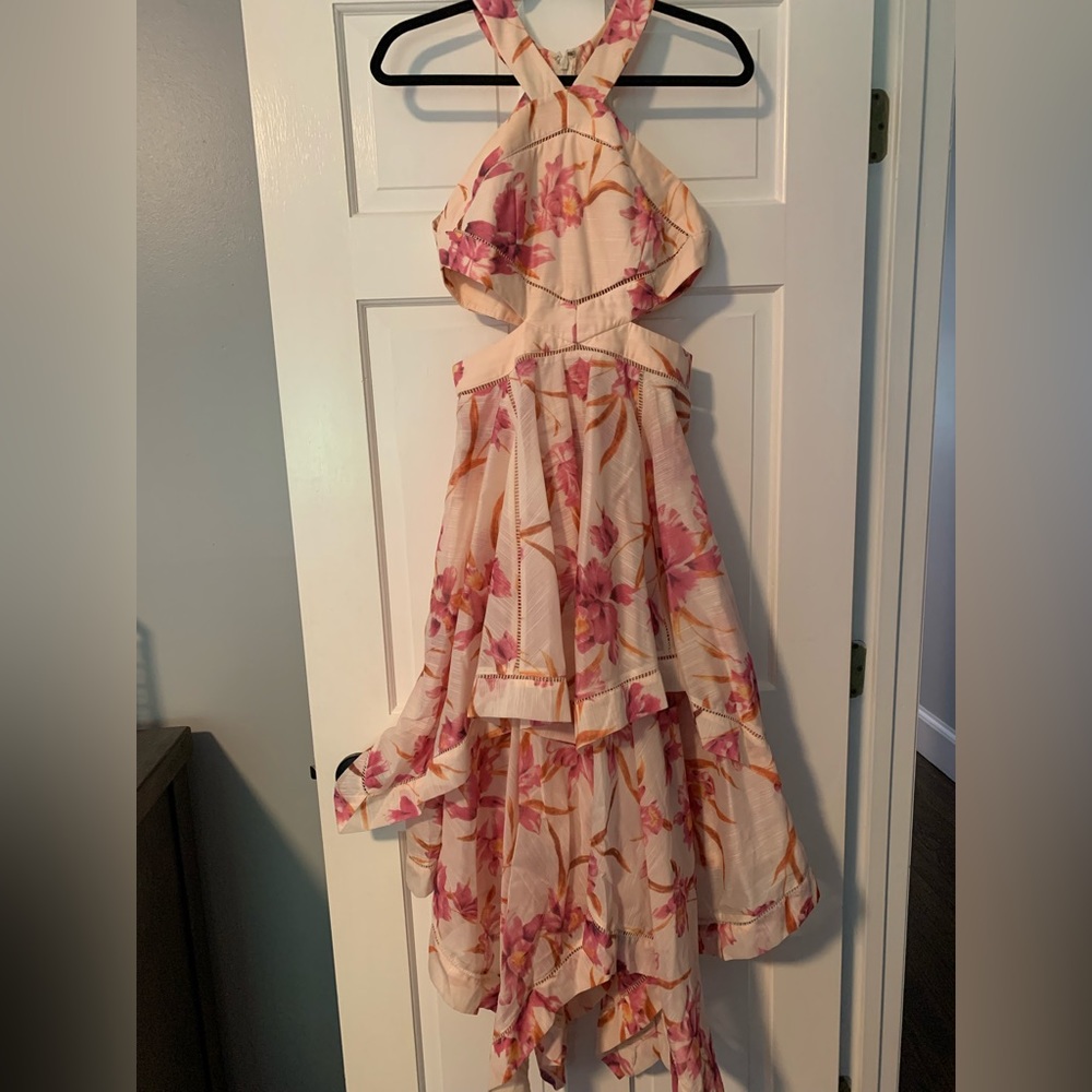 Lulus Cutout Pink Floral Layered Dress